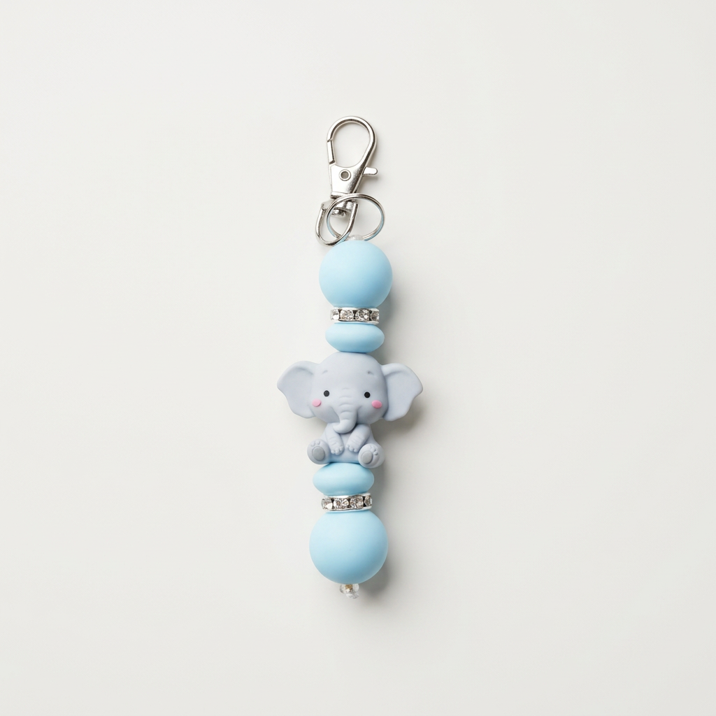 Baby Blue Elephant Beaded Keychain – Oh for Crafts Sake